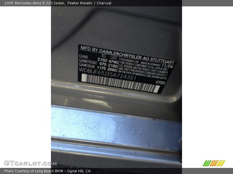 Pewter Metallic / Charcoal 2005 Mercedes-Benz E 320 Sedan