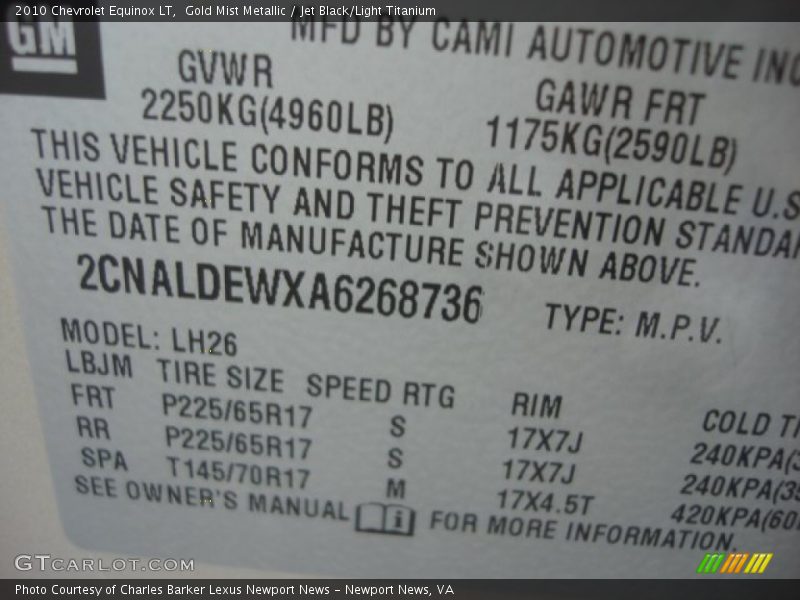 Gold Mist Metallic / Jet Black/Light Titanium 2010 Chevrolet Equinox LT