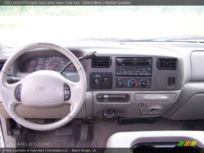 Oxford White / Medium Graphite 2001 Ford F250 Super Duty Lariat Super Crew 4x4