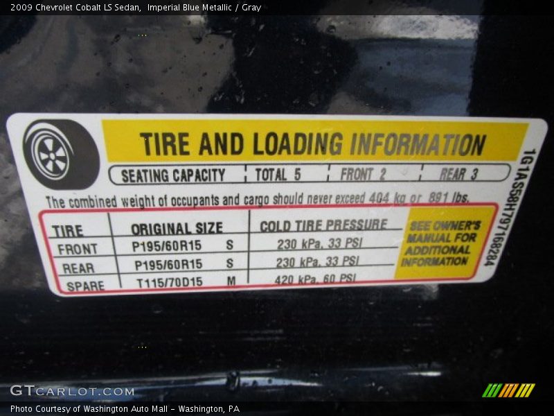 Imperial Blue Metallic / Gray 2009 Chevrolet Cobalt LS Sedan