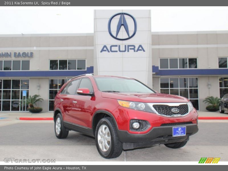 Spicy Red / Beige 2011 Kia Sorento LX