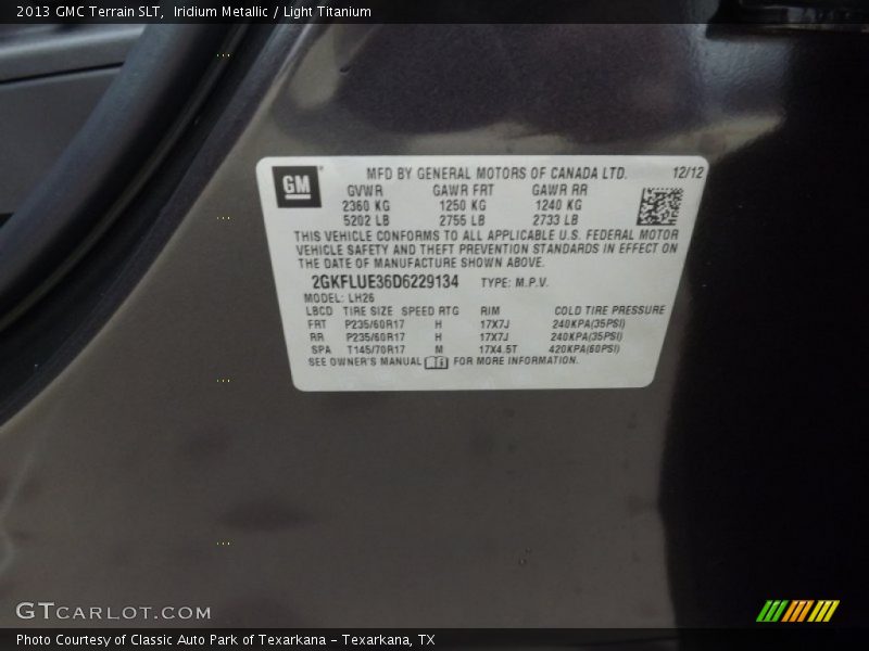 Iridium Metallic / Light Titanium 2013 GMC Terrain SLT