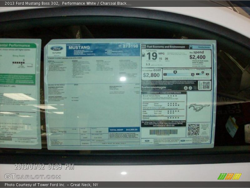  2013 Mustang Boss 302 Window Sticker
