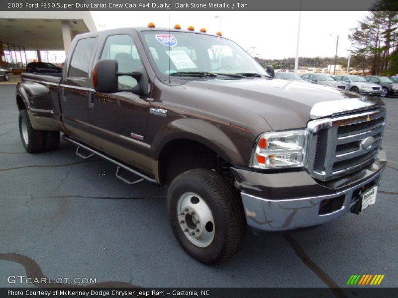 Dark Stone Metallic / Tan 2005 Ford F350 Super Duty Lariat Crew Cab 4x4 Dually