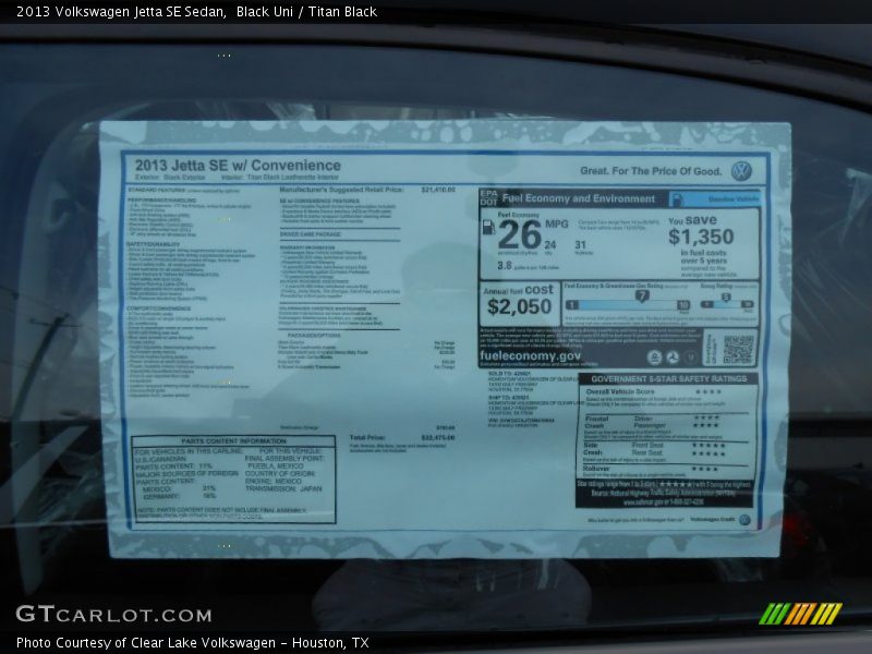 Black Uni / Titan Black 2013 Volkswagen Jetta SE Sedan