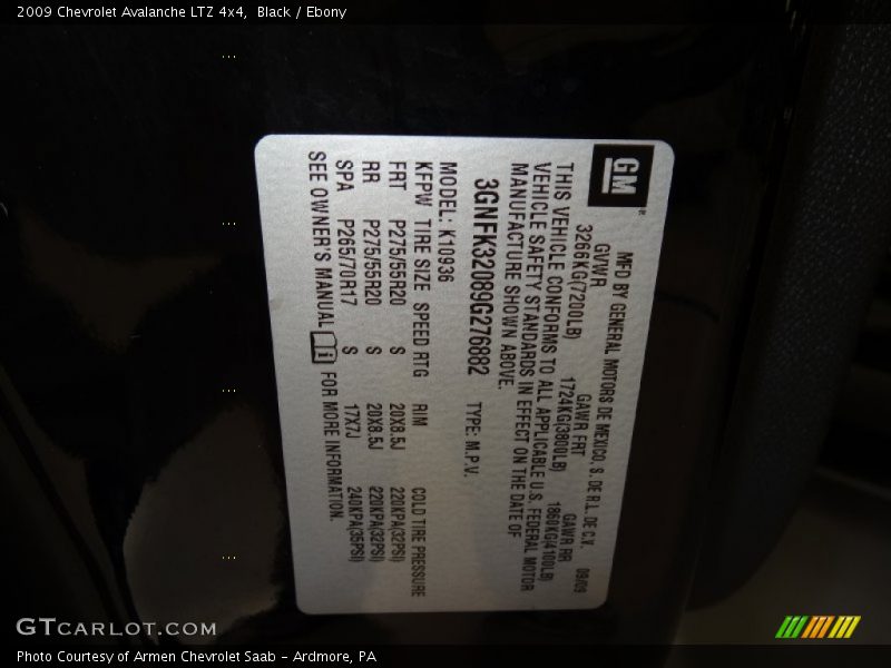 Black / Ebony 2009 Chevrolet Avalanche LTZ 4x4