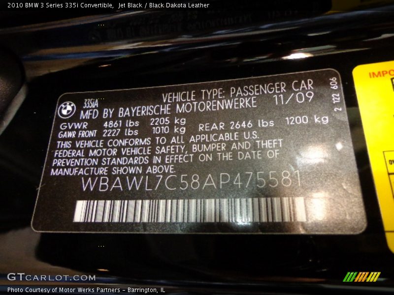 Jet Black / Black Dakota Leather 2010 BMW 3 Series 335i Convertible