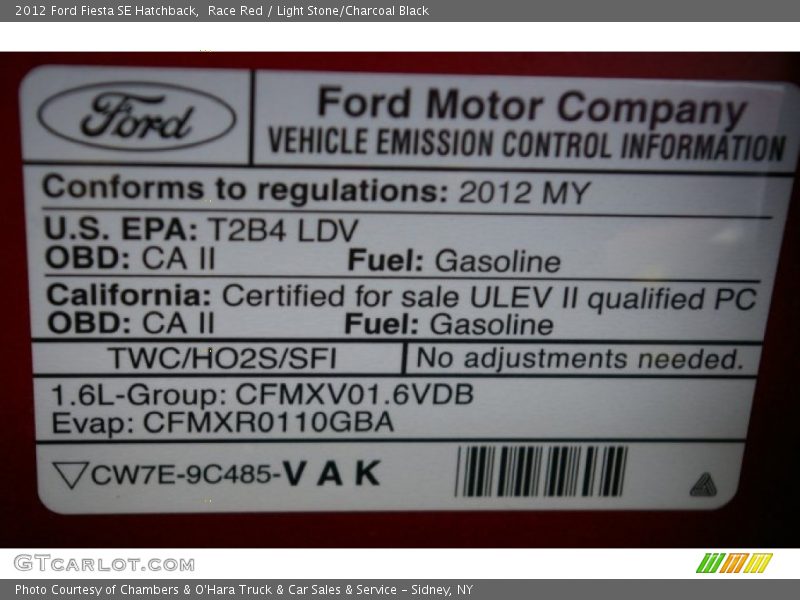 Race Red / Light Stone/Charcoal Black 2012 Ford Fiesta SE Hatchback