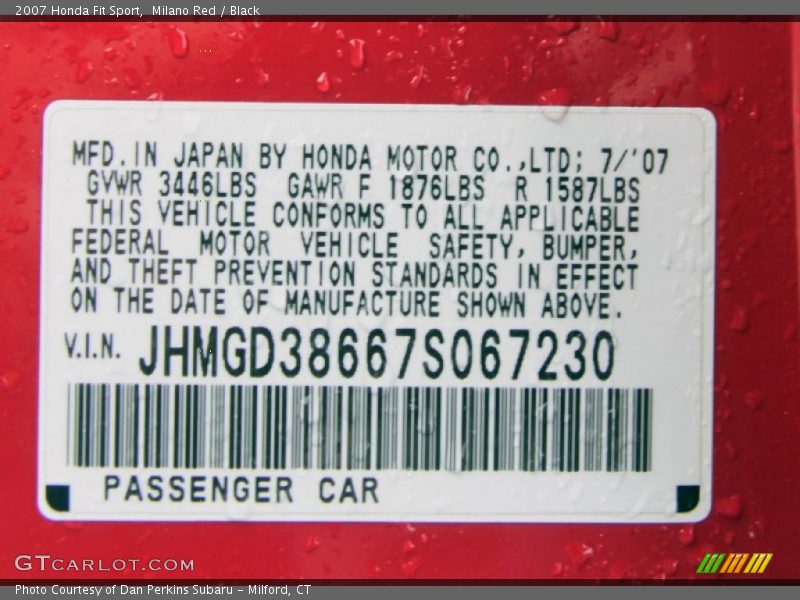 Milano Red / Black 2007 Honda Fit Sport