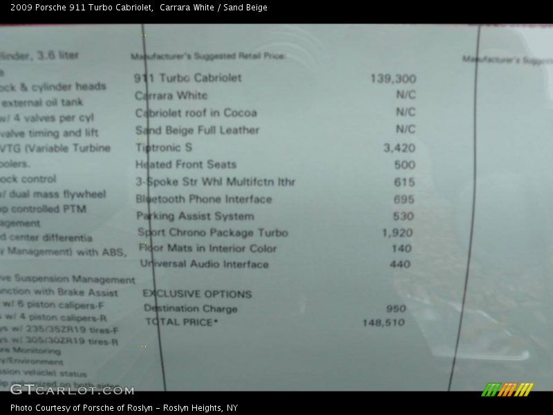 Carrara White / Sand Beige 2009 Porsche 911 Turbo Cabriolet
