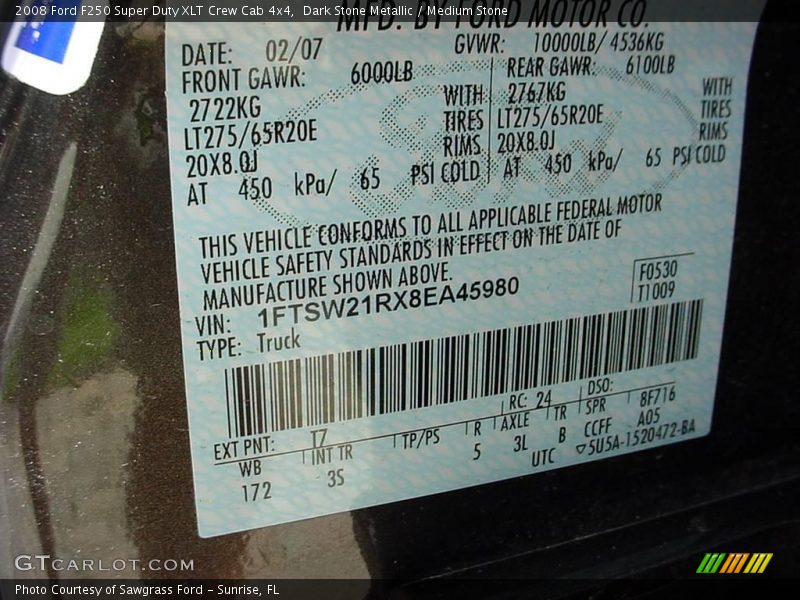 Dark Stone Metallic / Medium Stone 2008 Ford F250 Super Duty XLT Crew Cab 4x4