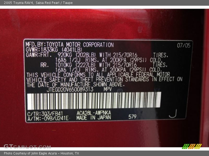 Salsa Red Pearl / Taupe 2005 Toyota RAV4