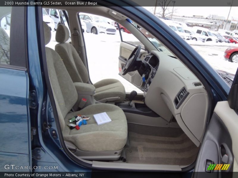 Ocean Blue / Beige 2003 Hyundai Elantra GLS Sedan