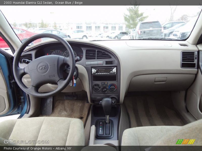 Ocean Blue / Beige 2003 Hyundai Elantra GLS Sedan