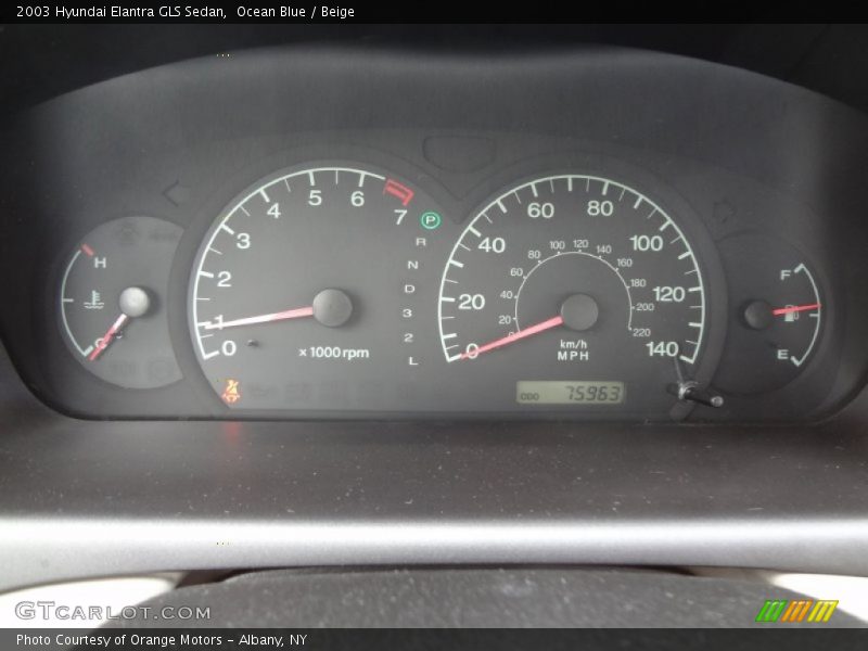 Ocean Blue / Beige 2003 Hyundai Elantra GLS Sedan