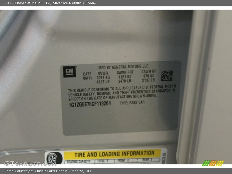 Silver Ice Metallic / Ebony 2012 Chevrolet Malibu LTZ