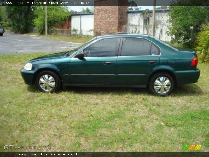 Clover Green Pearl / Beige 2000 Honda Civic LX Sedan