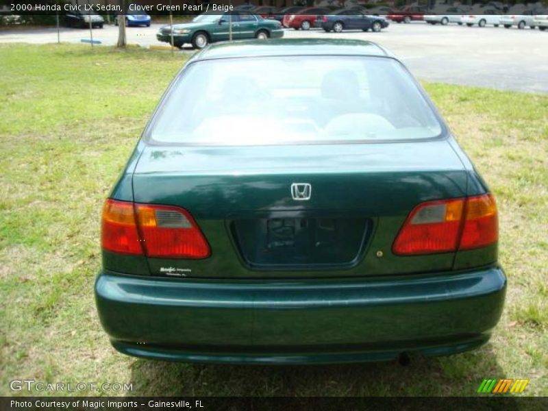 Clover Green Pearl / Beige 2000 Honda Civic LX Sedan