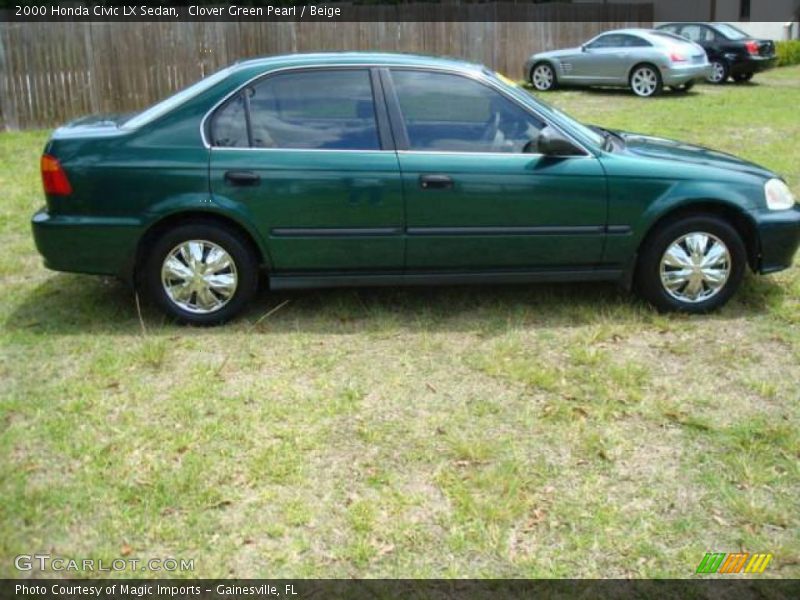 Clover Green Pearl / Beige 2000 Honda Civic LX Sedan
