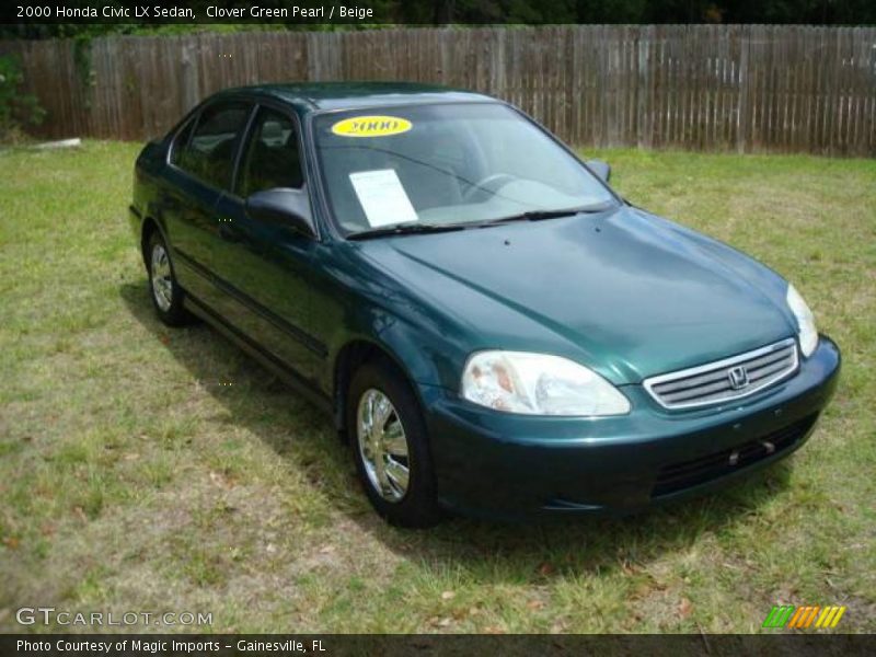 Clover Green Pearl / Beige 2000 Honda Civic LX Sedan