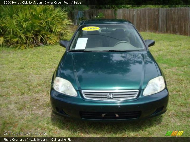 Clover Green Pearl / Beige 2000 Honda Civic LX Sedan