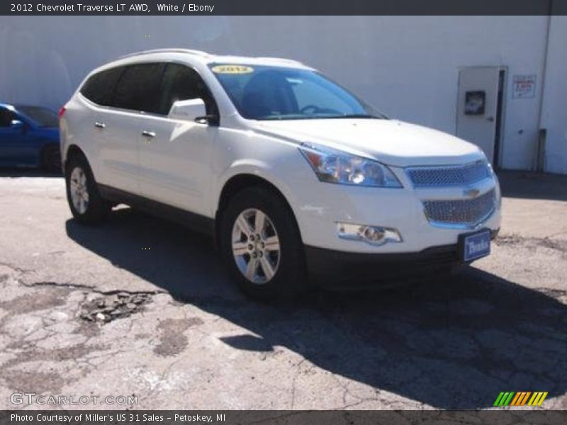 White / Ebony 2012 Chevrolet Traverse LT AWD
