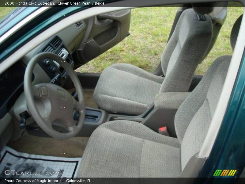 Clover Green Pearl / Beige 2000 Honda Civic LX Sedan