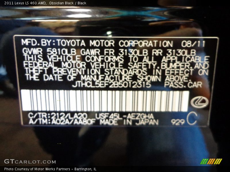Obsidian Black / Black 2011 Lexus LS 460 AWD
