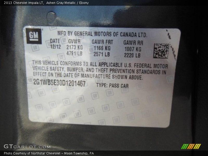 Ashen Gray Metallic / Ebony 2013 Chevrolet Impala LT