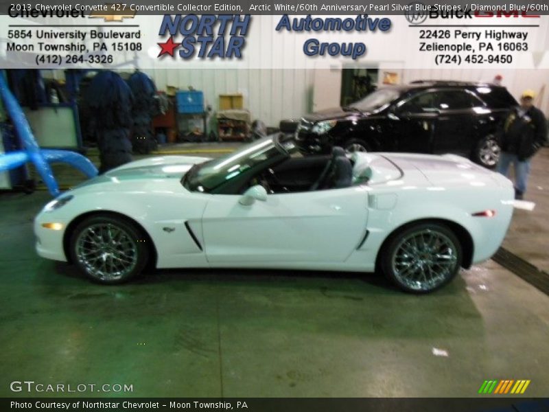Arctic White/60th Anniversary Pearl Silver Blue Stripes / Diamond Blue/60th Anniversary Design Package 2013 Chevrolet Corvette 427 Convertible Collector Edition