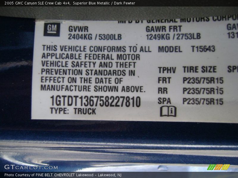 Superior Blue Metallic / Dark Pewter 2005 GMC Canyon SLE Crew Cab 4x4