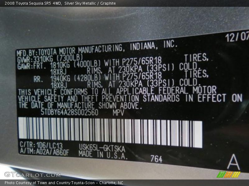Silver Sky Metallic / Graphite 2008 Toyota Sequoia SR5 4WD