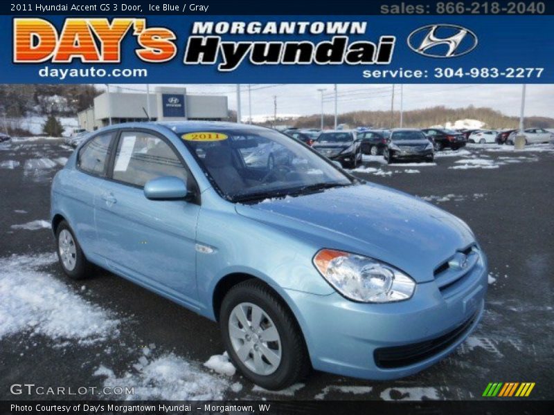 Ice Blue / Gray 2011 Hyundai Accent GS 3 Door