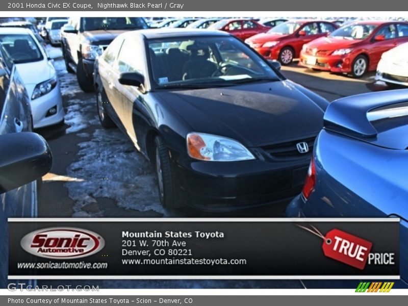Nighthawk Black Pearl / Gray 2001 Honda Civic EX Coupe