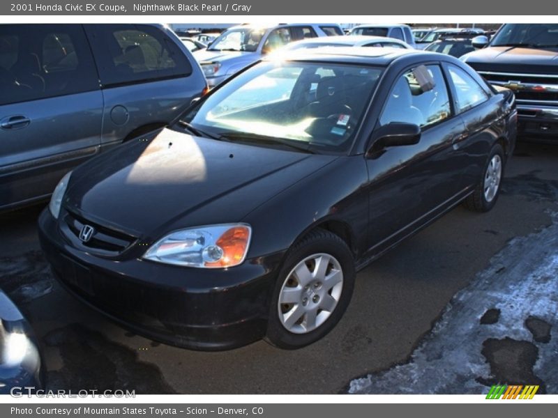 Nighthawk Black Pearl / Gray 2001 Honda Civic EX Coupe