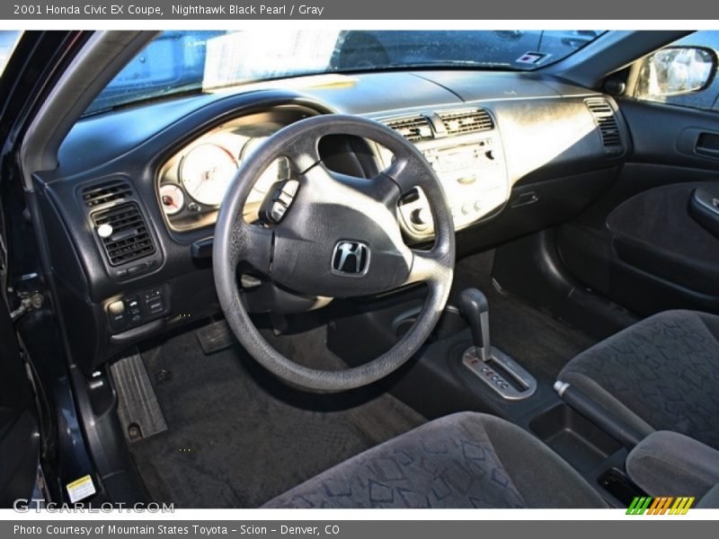 Nighthawk Black Pearl / Gray 2001 Honda Civic EX Coupe