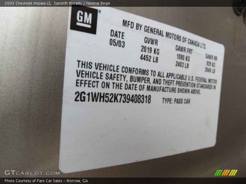 Sandrift Metallic / Neutral Beige 2003 Chevrolet Impala LS