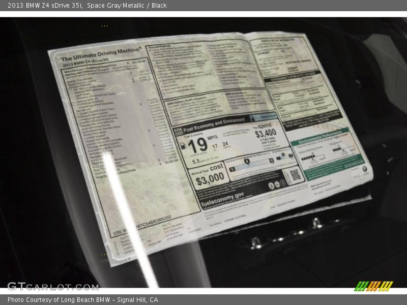  2013 Z4 sDrive 35i Window Sticker
