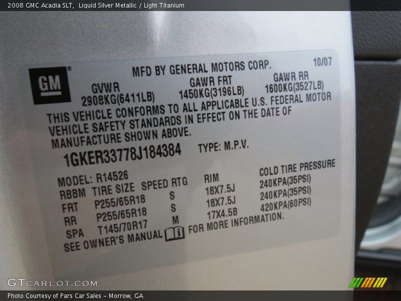 Liquid Silver Metallic / Light Titanium 2008 GMC Acadia SLT