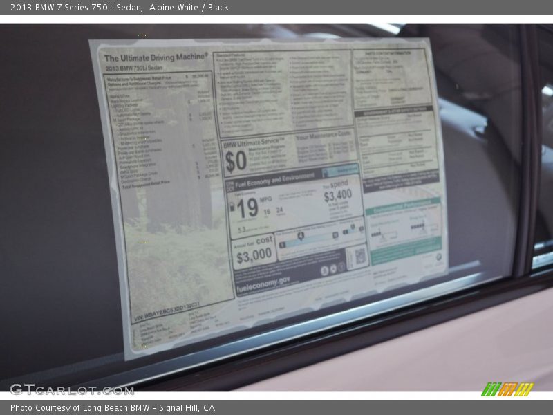 Alpine White / Black 2013 BMW 7 Series 750Li Sedan