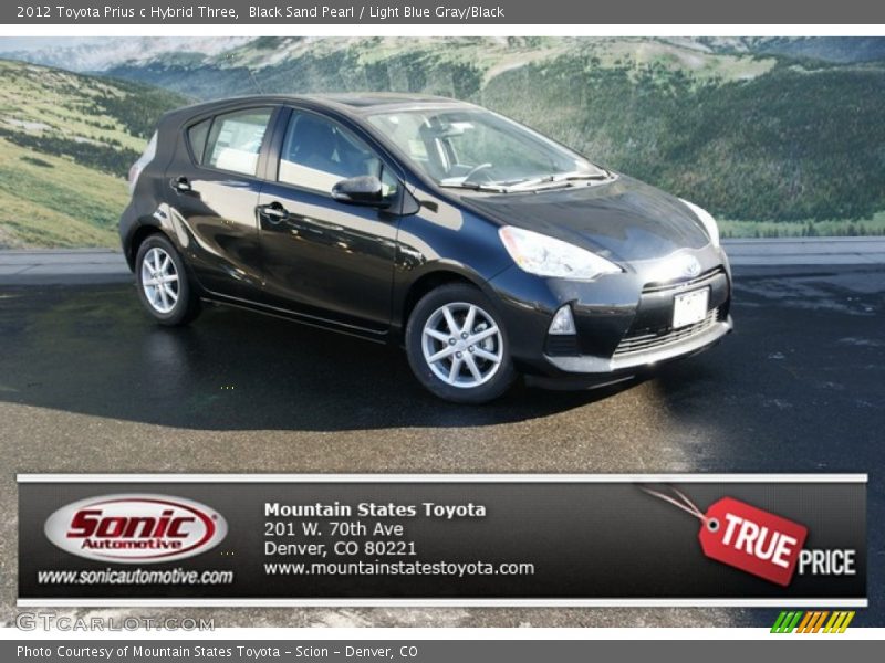 Black Sand Pearl / Light Blue Gray/Black 2012 Toyota Prius c Hybrid Three