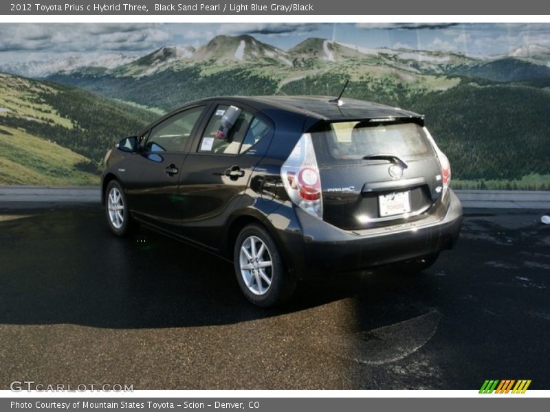Black Sand Pearl / Light Blue Gray/Black 2012 Toyota Prius c Hybrid Three