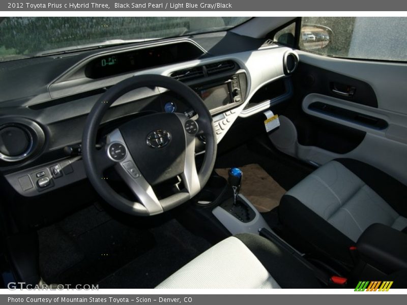 Black Sand Pearl / Light Blue Gray/Black 2012 Toyota Prius c Hybrid Three