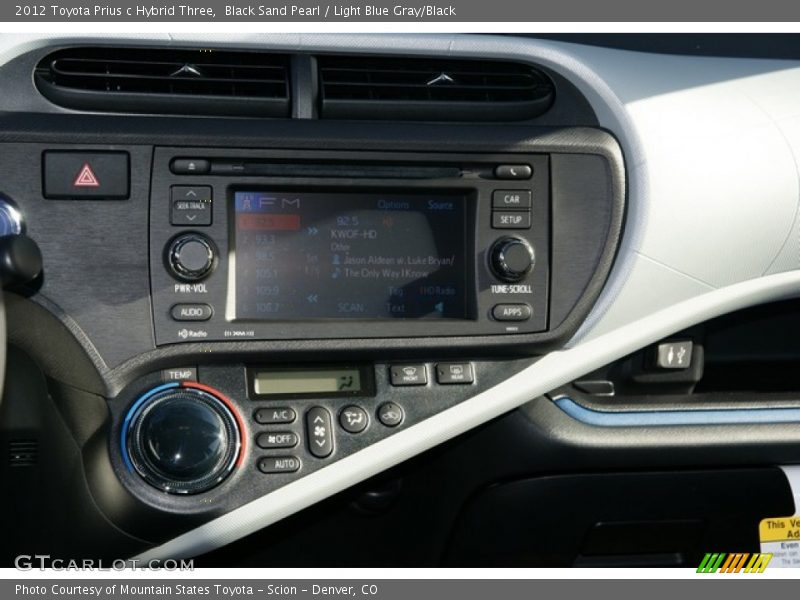 Black Sand Pearl / Light Blue Gray/Black 2012 Toyota Prius c Hybrid Three