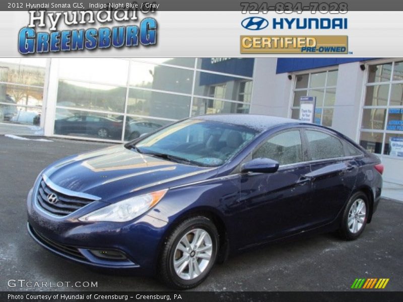 Indigo Night Blue / Gray 2012 Hyundai Sonata GLS