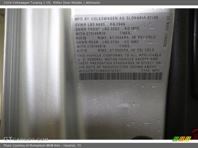 Reflex Silver Metallic / Anthracite 2009 Volkswagen Touareg 2 V8