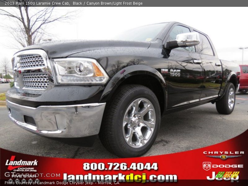 Black / Canyon Brown/Light Frost Beige 2013 Ram 1500 Laramie Crew Cab