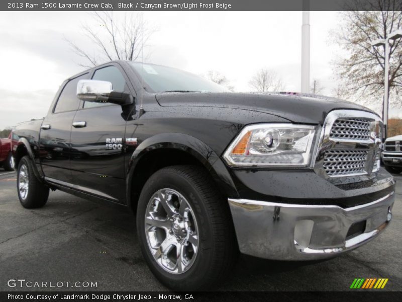Black / Canyon Brown/Light Frost Beige 2013 Ram 1500 Laramie Crew Cab