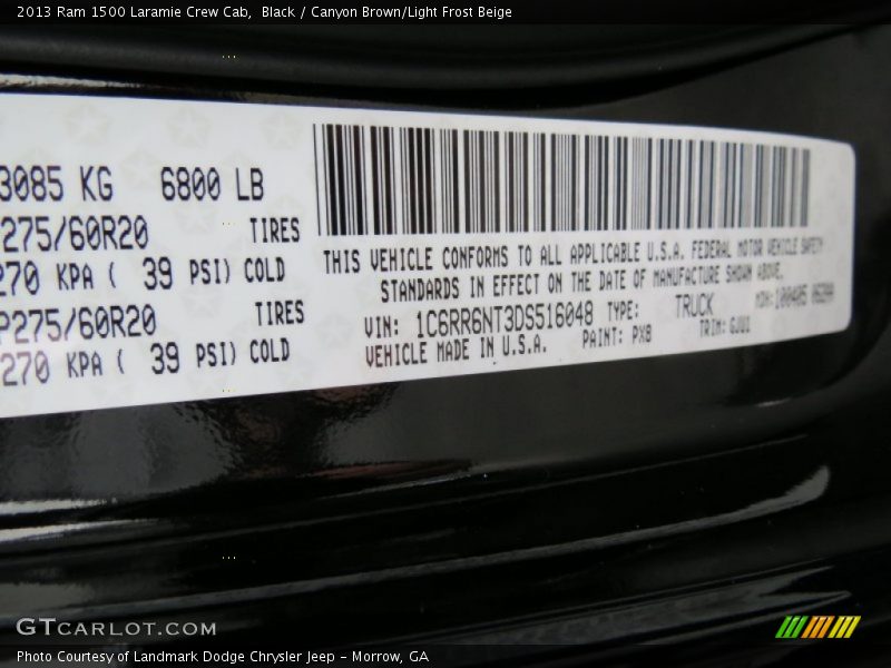 Black / Canyon Brown/Light Frost Beige 2013 Ram 1500 Laramie Crew Cab