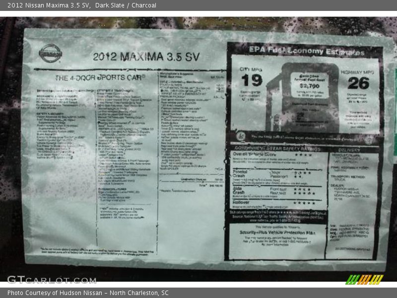 Dark Slate / Charcoal 2012 Nissan Maxima 3.5 SV